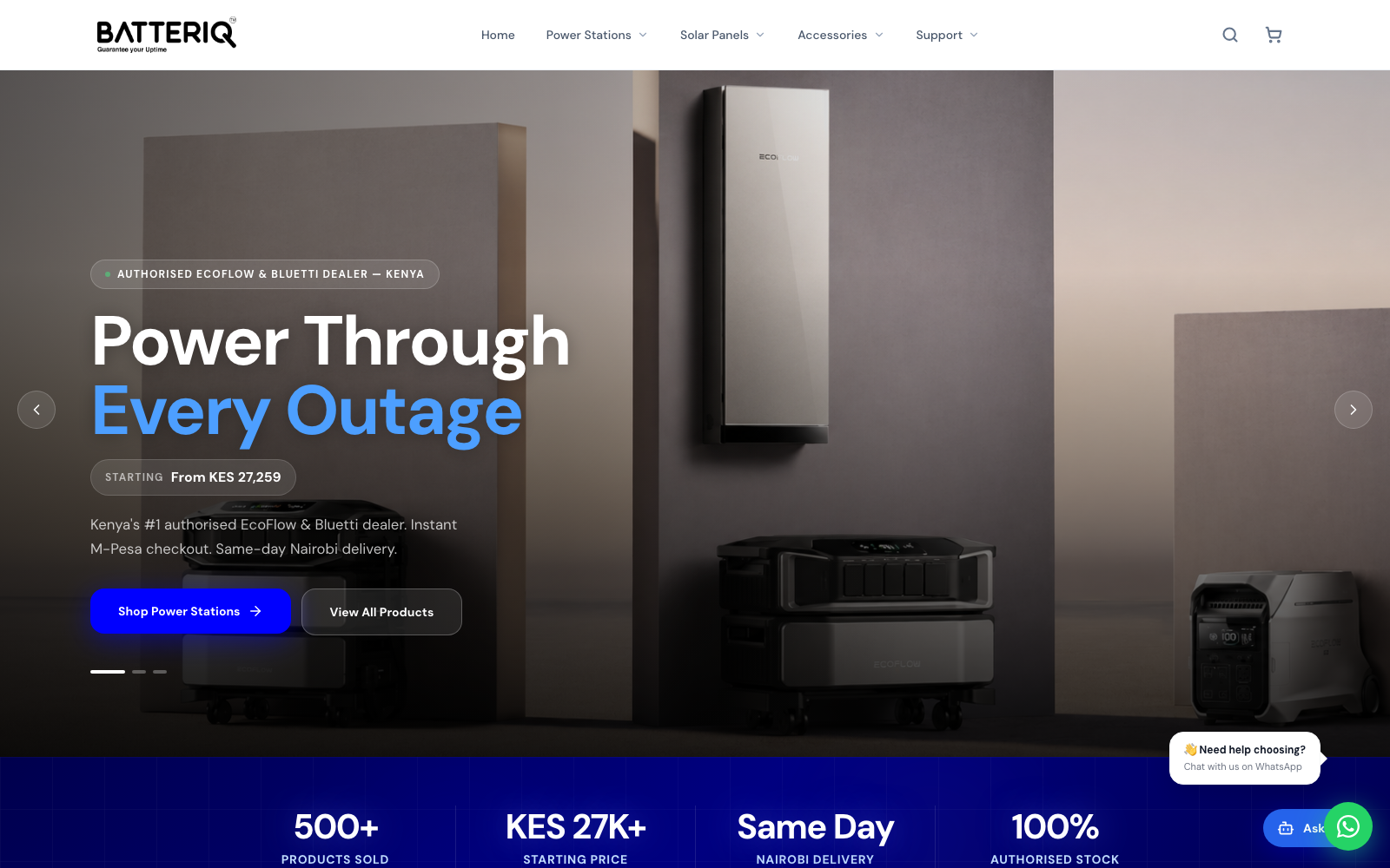 Batteriq website — Portable Power Solutions