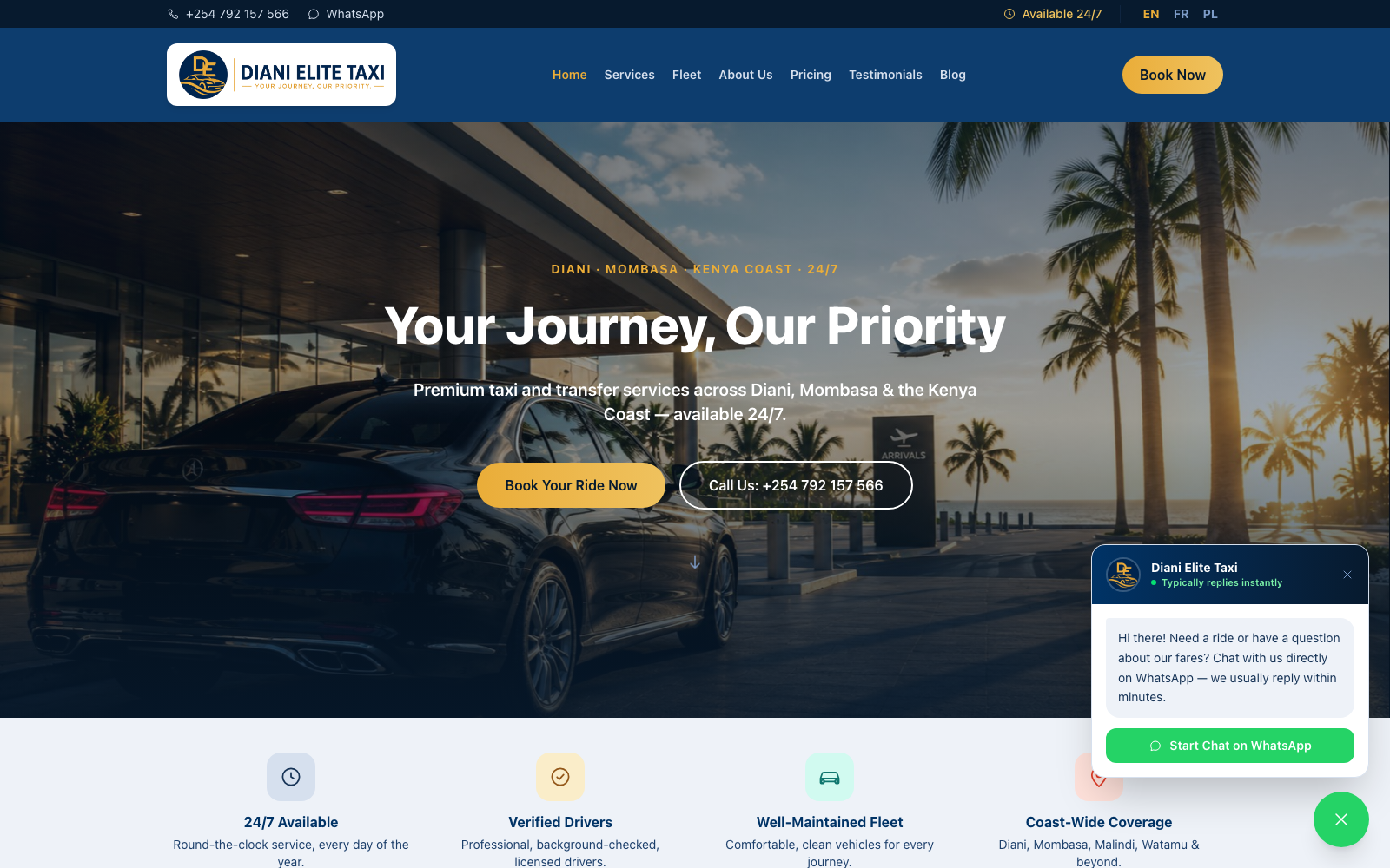Diani Elite Taxi website — Transport & Airport Transfer Services