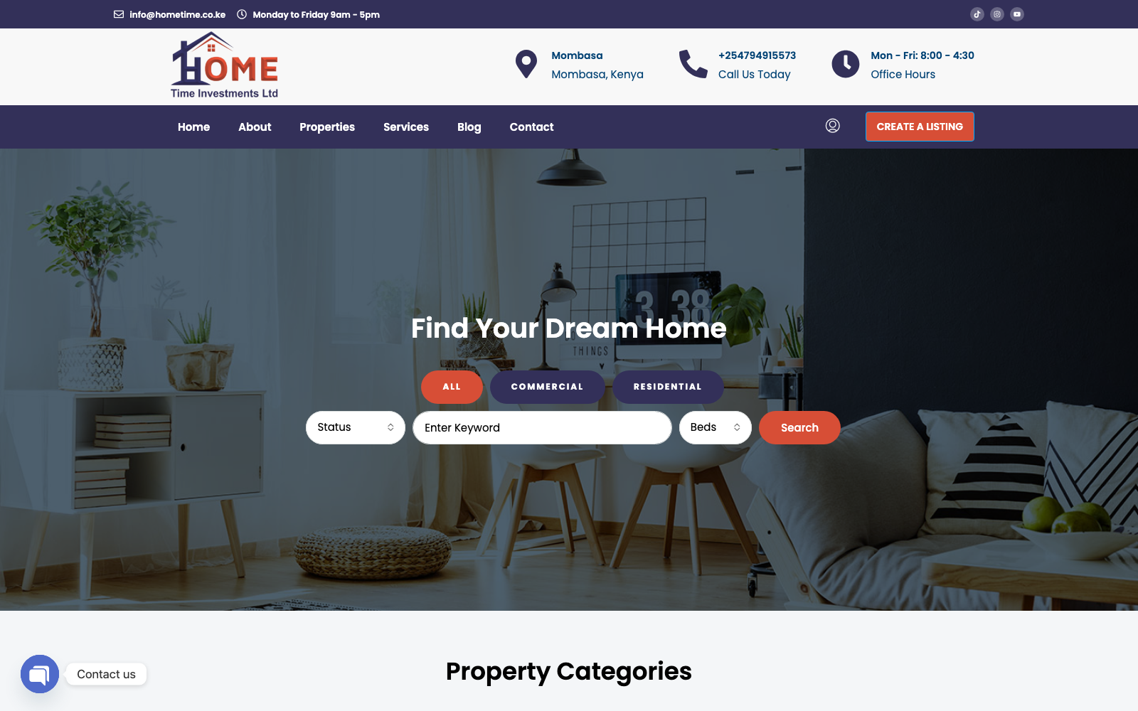 Hometime Investments website — Coastal Real Estate & Airbnb