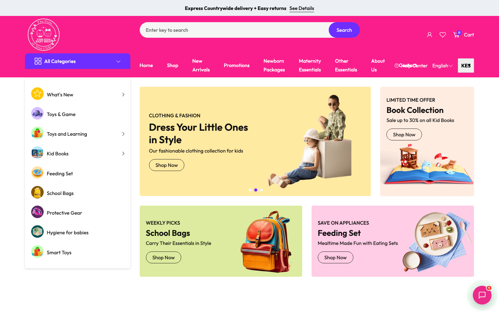 KishKids Baby Shop website — Baby Store