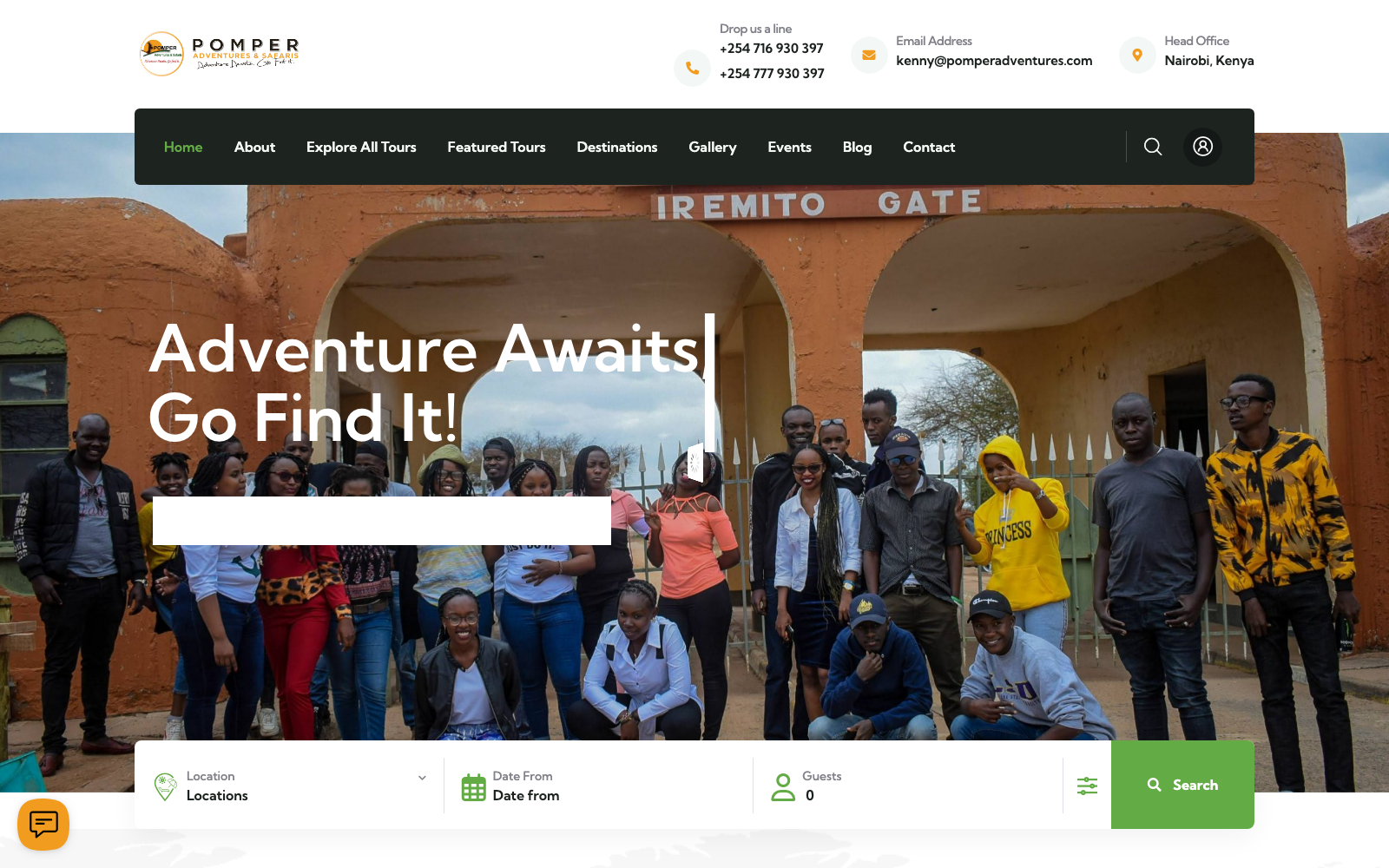 Pomper Adventures website — Adventure Tour Operator