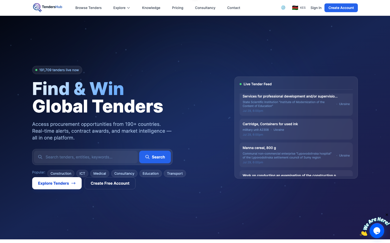 Tenders Access Hub website — Procurement Intelligence Platform