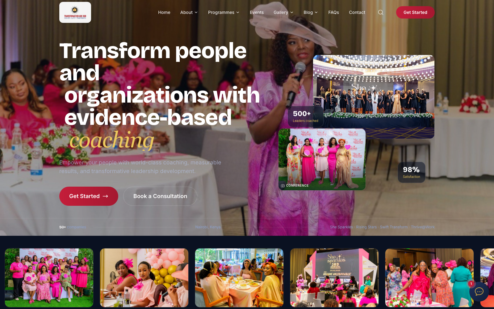 Transformation Ark Hub website — Leadership Coaching & Training