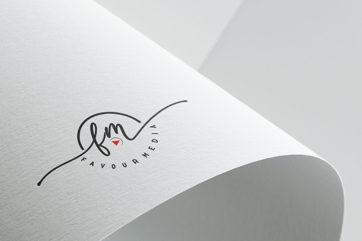 Favour Media logo design printed on paper
